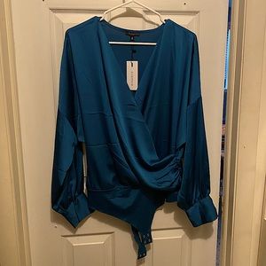 Dynamite Dropped Shoulder Wrap Bodysuit